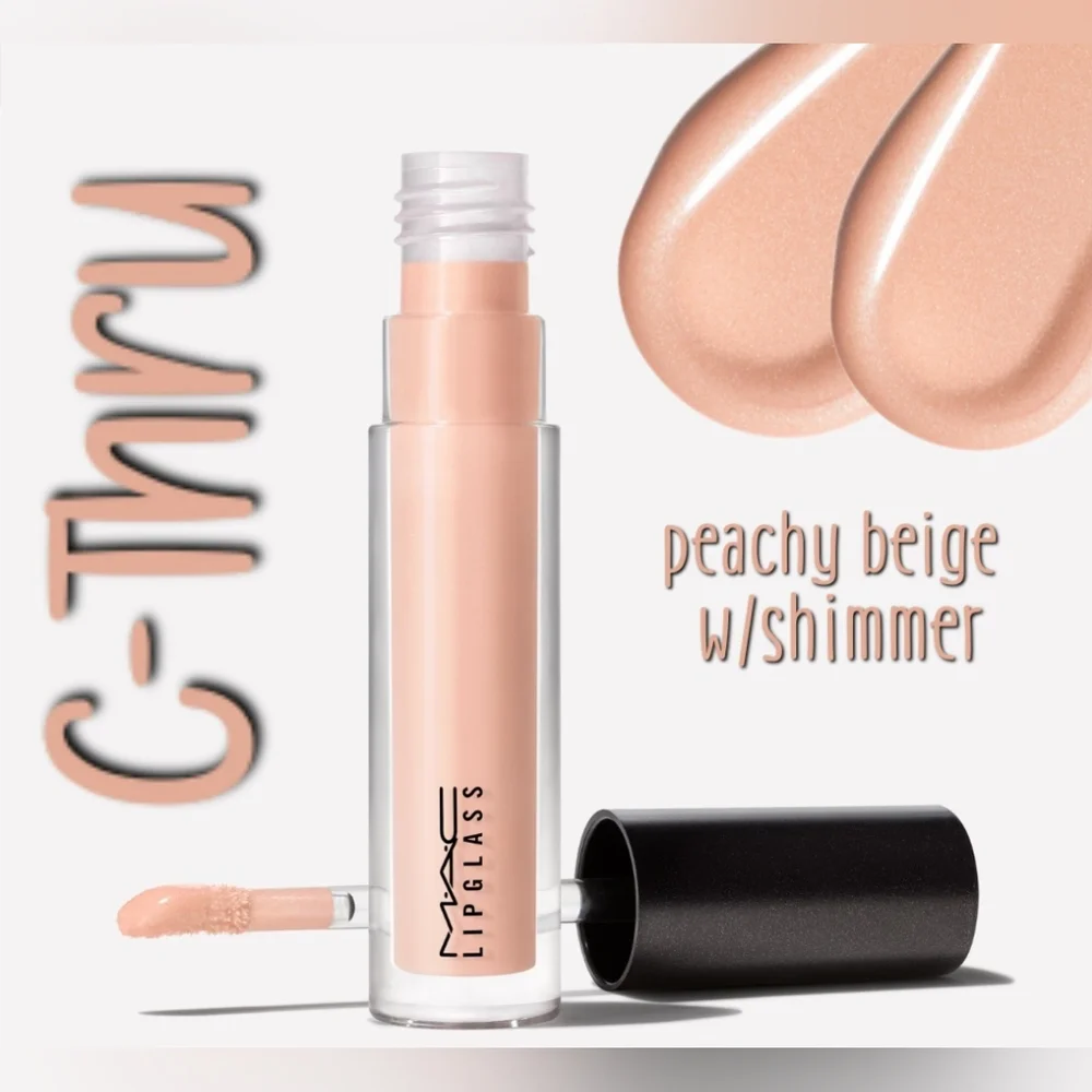 MAC Cosmetics Lipglass C-Thru Peachy Beige Shimmer Brand New in Box Authentic